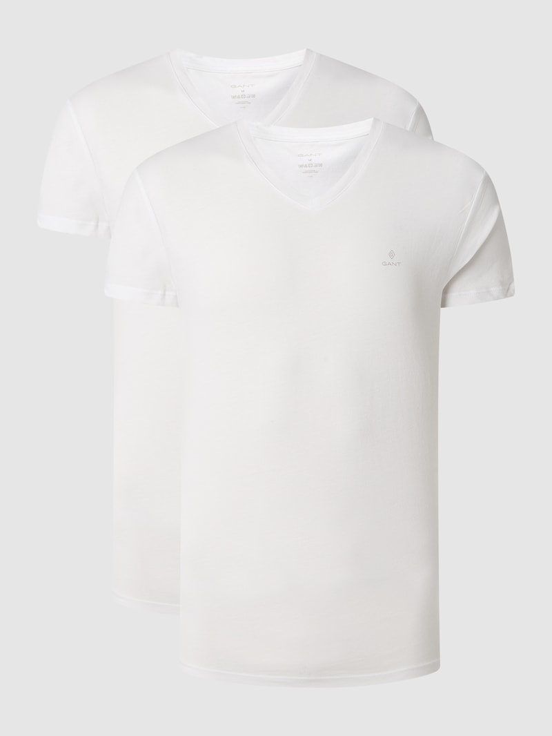 T-Shirt im 2er-Pack mit Brand-Schriftzug in weiß