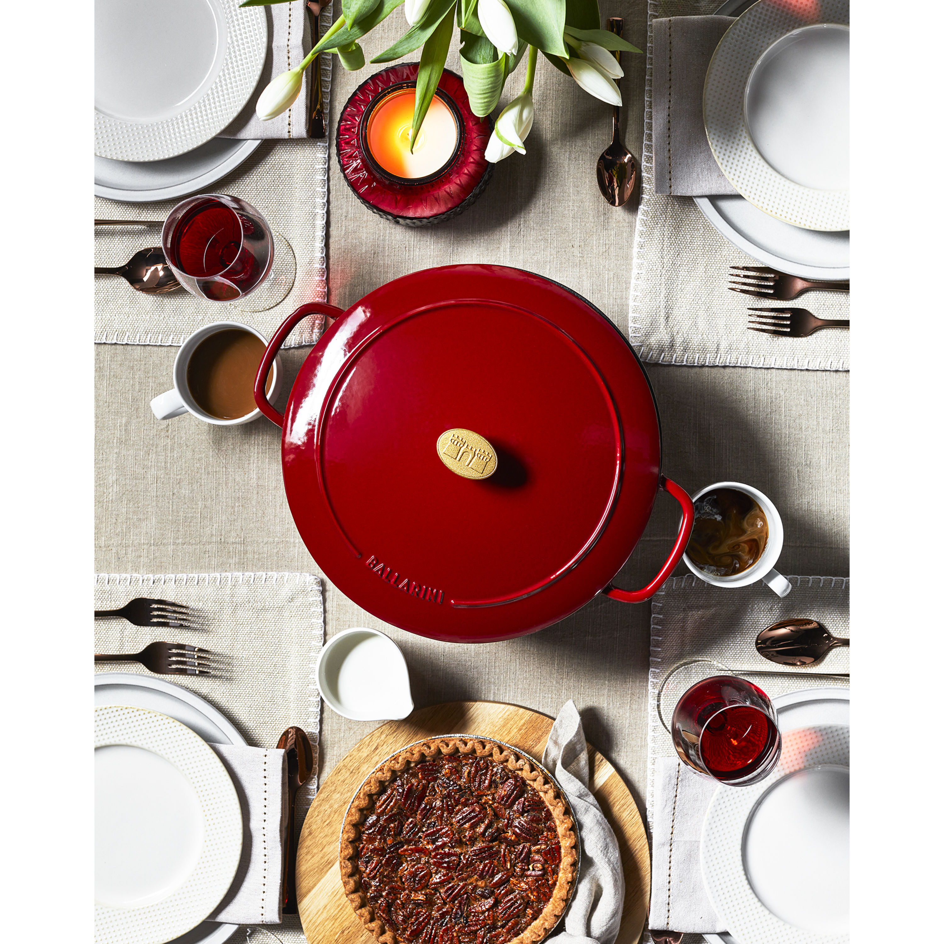 Cocotte 28 cm, rund, Rot, Gusseisen