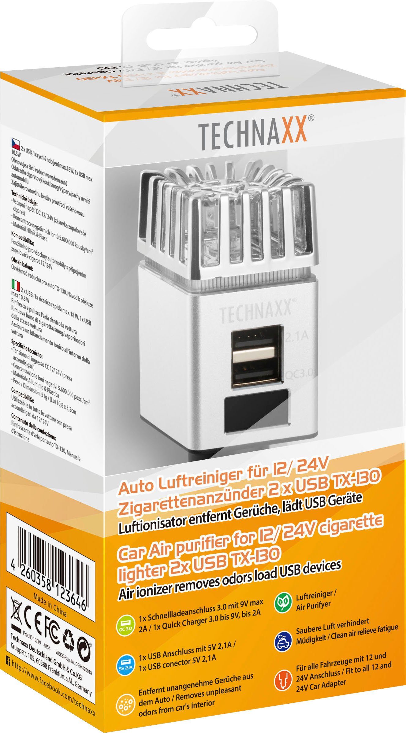 Technaxx Luftreiniger TX-130 2x USB