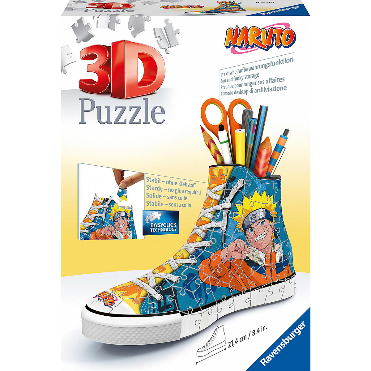 Ravensburger 3D Puzzle 11543 Sneaker Naruto - Praktischer Stiftehalter - 108 Teile - Schreibtisch-Organizer für Kinder ab 8 Jahren