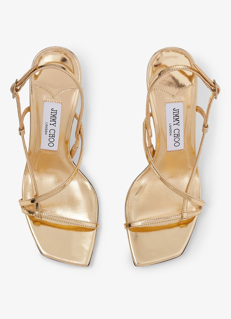 Jimmy Choo Etana 80 metallinhohtoiset vasikannahkasandaalit