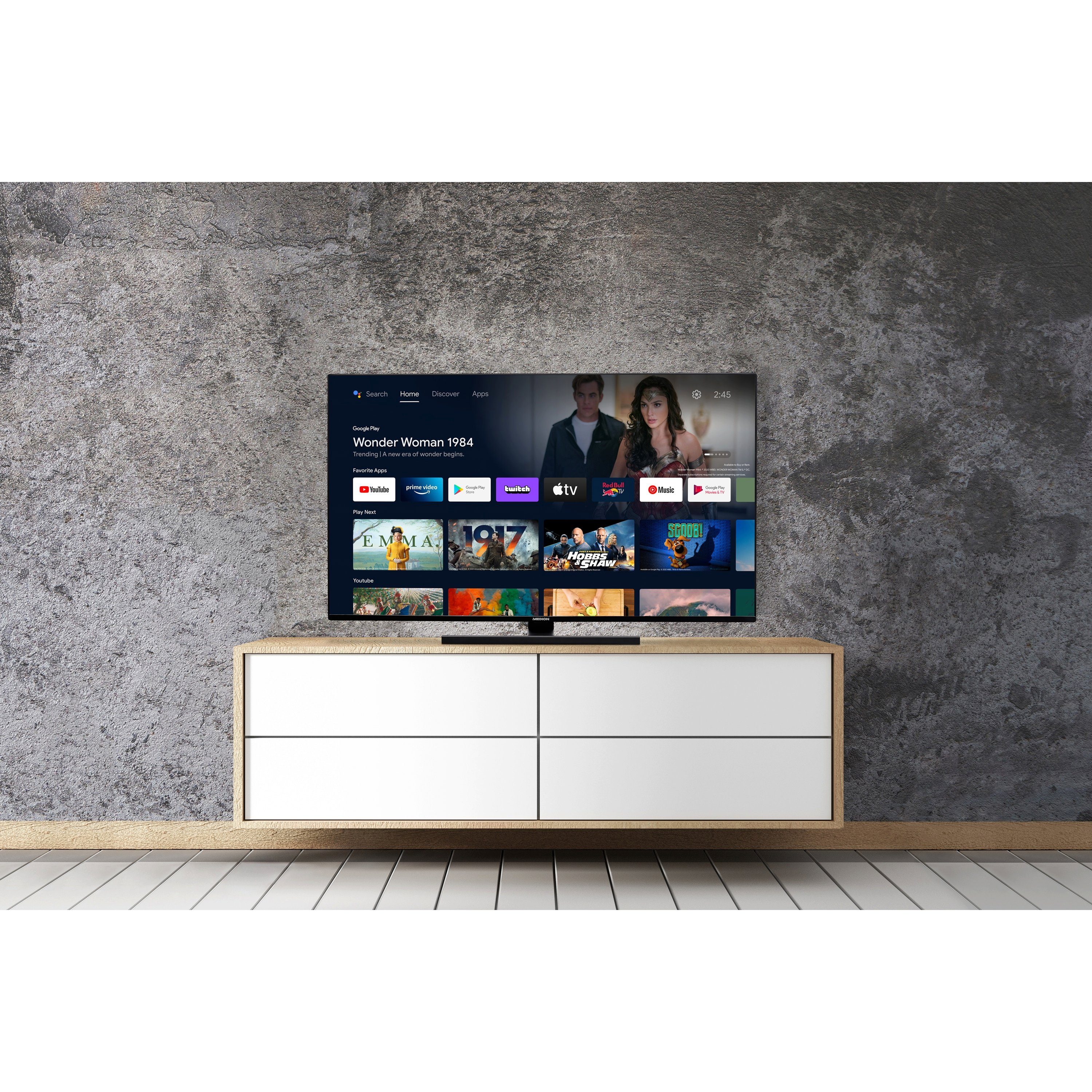 Medion® X14339 LED-Fernseher (108 cm/42.5 Zoll, 4K Ultra HD, Android TV, 60Hz, HDR, Dolby Atmos, Google Chromecast, MD30059)