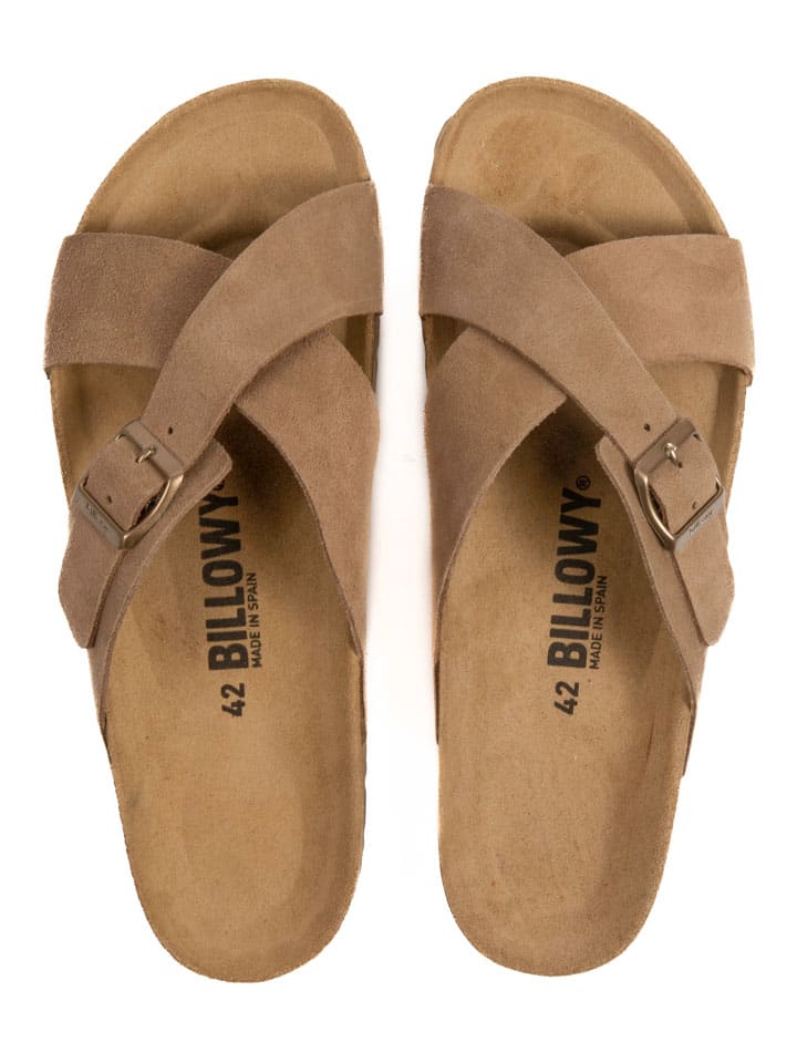 billowy Leder-Pantoletten in Braun günstig kaufen