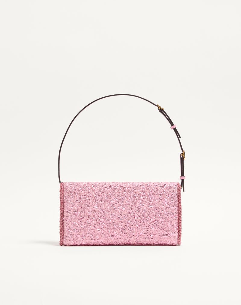 Bolsa de ombro pequena Valentino Garavani Devain em tecido jacquard Cloqué