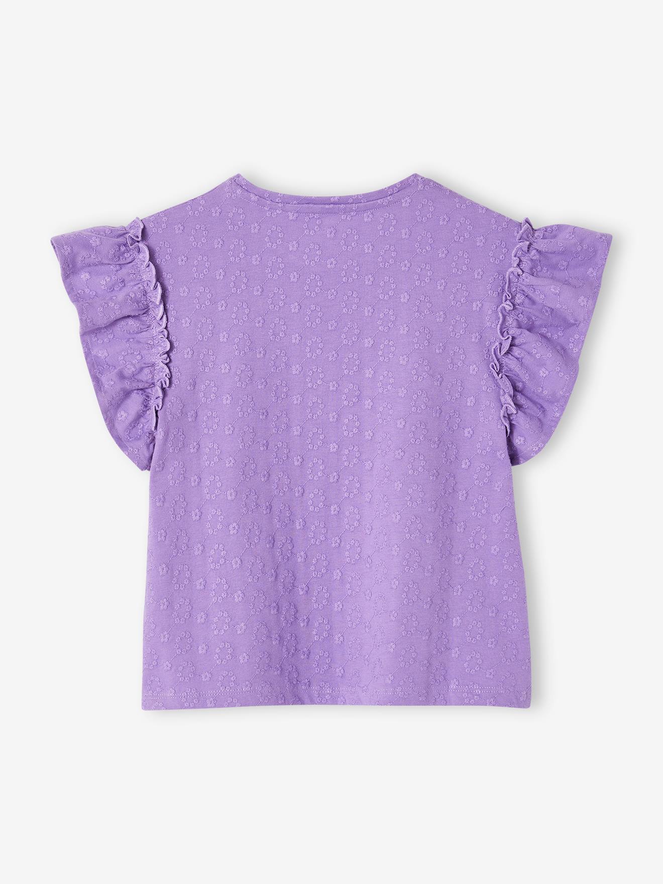 Vertbaudet Mädchen T-Shirt mit Volantärmeln Oeko-Tex - violett