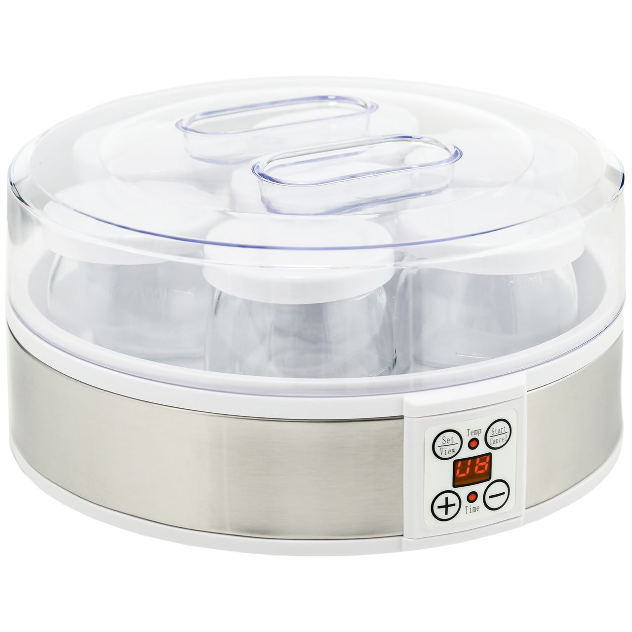 HOMCOM Joghurtbereiter Joghurtmaschine mit 48 Stunden Timer, 7 Gläser à 180 ml