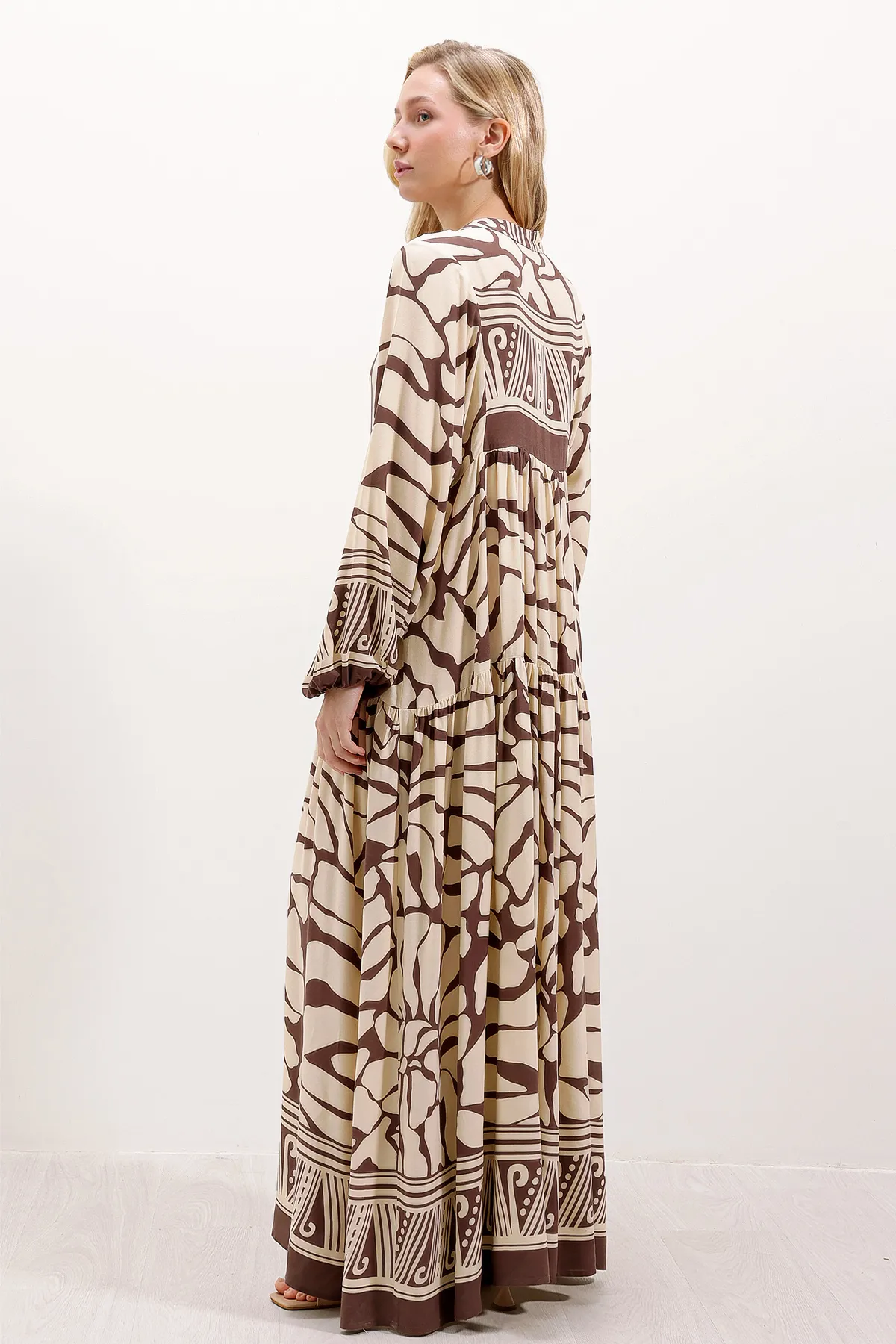 Bigdart  2423 Authentisches gemustertes Kleid - Braun