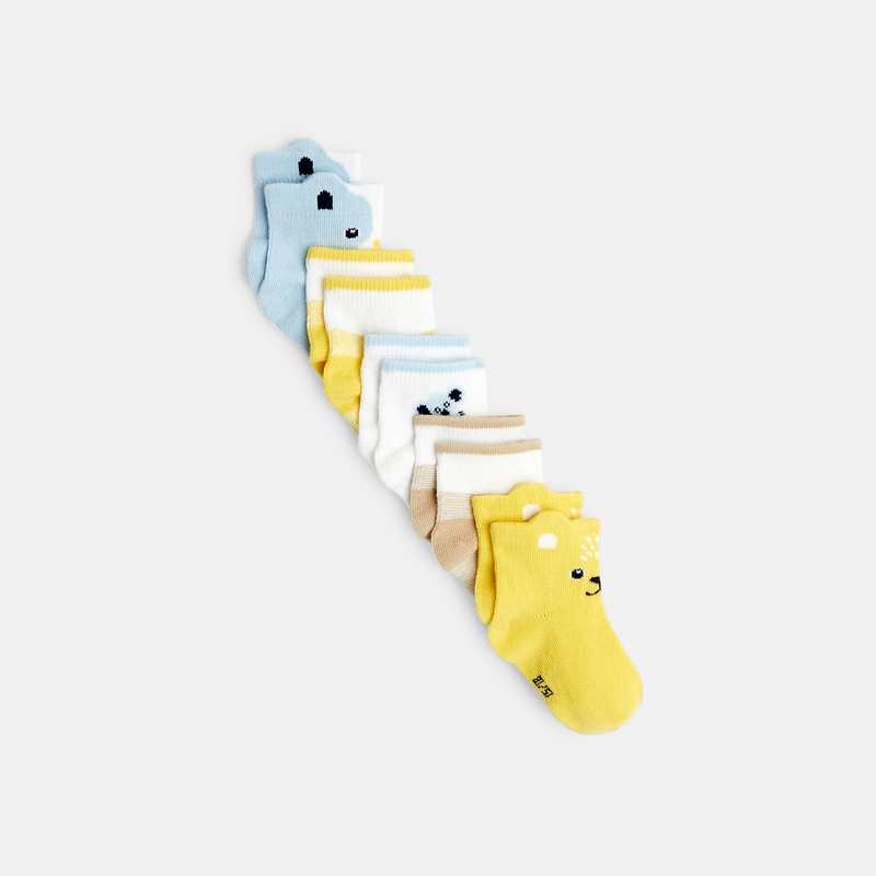 Chaussettes animaux (lot de 5) jaunes bébé garçon
