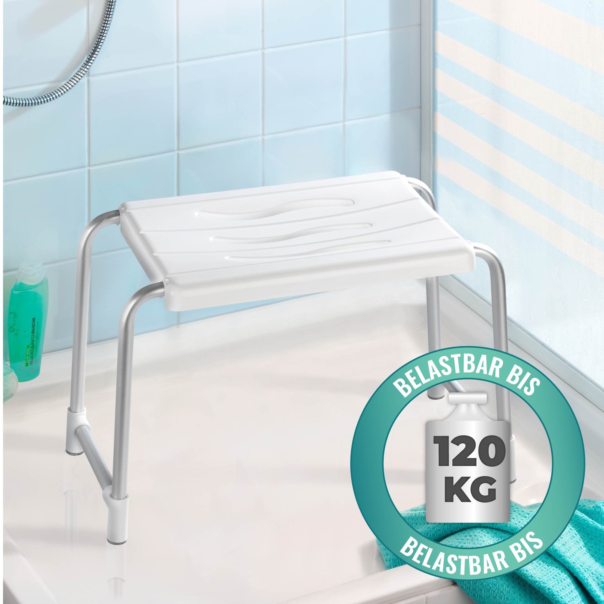 WENKO Duschhocker Secura Wannenhocker Duschsitz Duschstuhl Badewannensitz Badhocker
