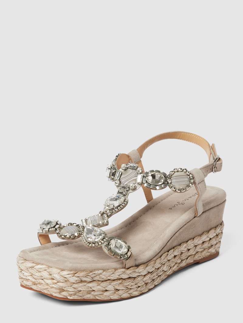 Wedges mit Ziersteinbesatz in taupe