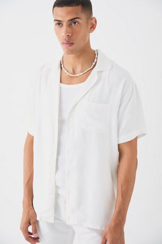 Oversize Viskose-Hemd mit Blumen-Print