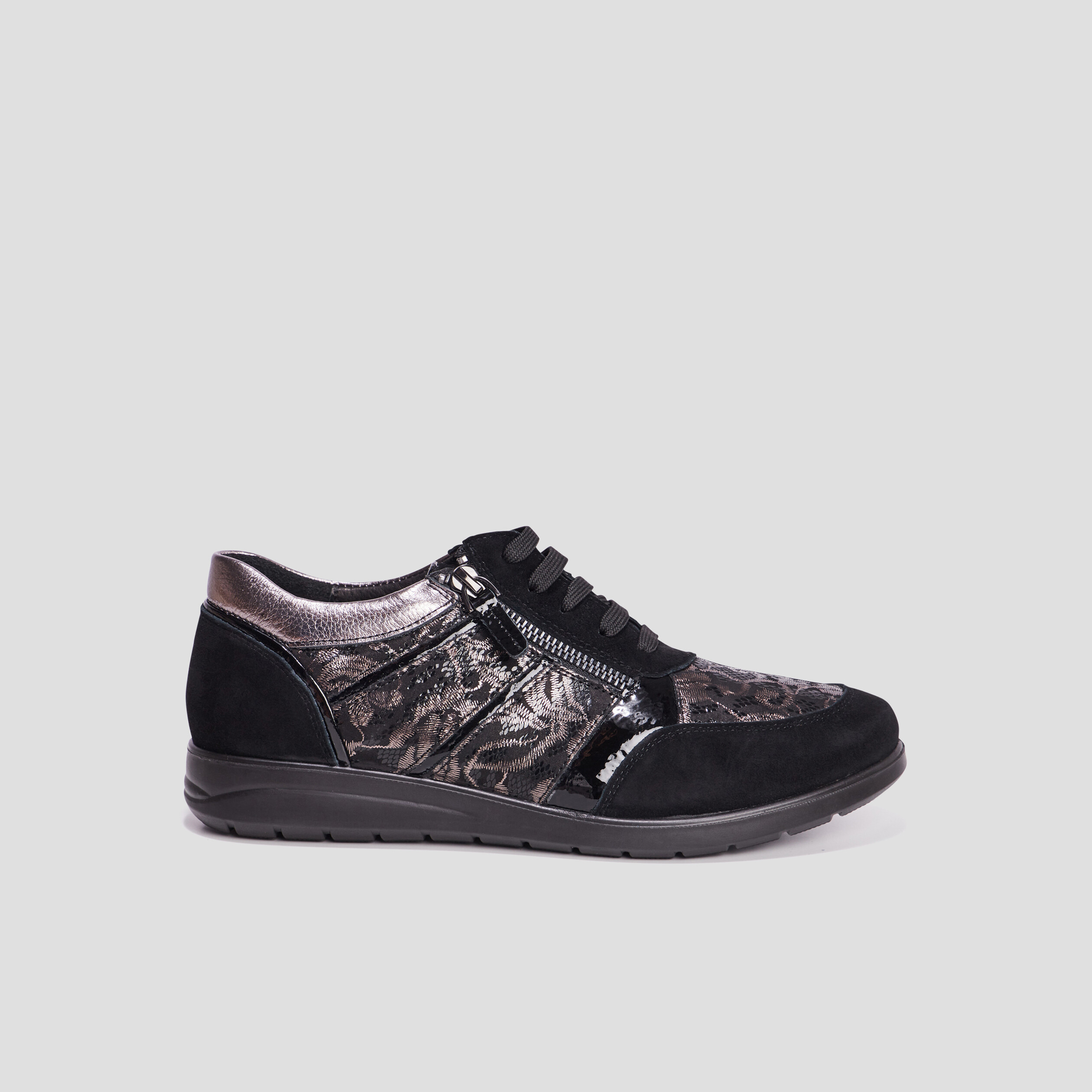 Baskets confort en cuir Confortissimo noir femme | La Halle
