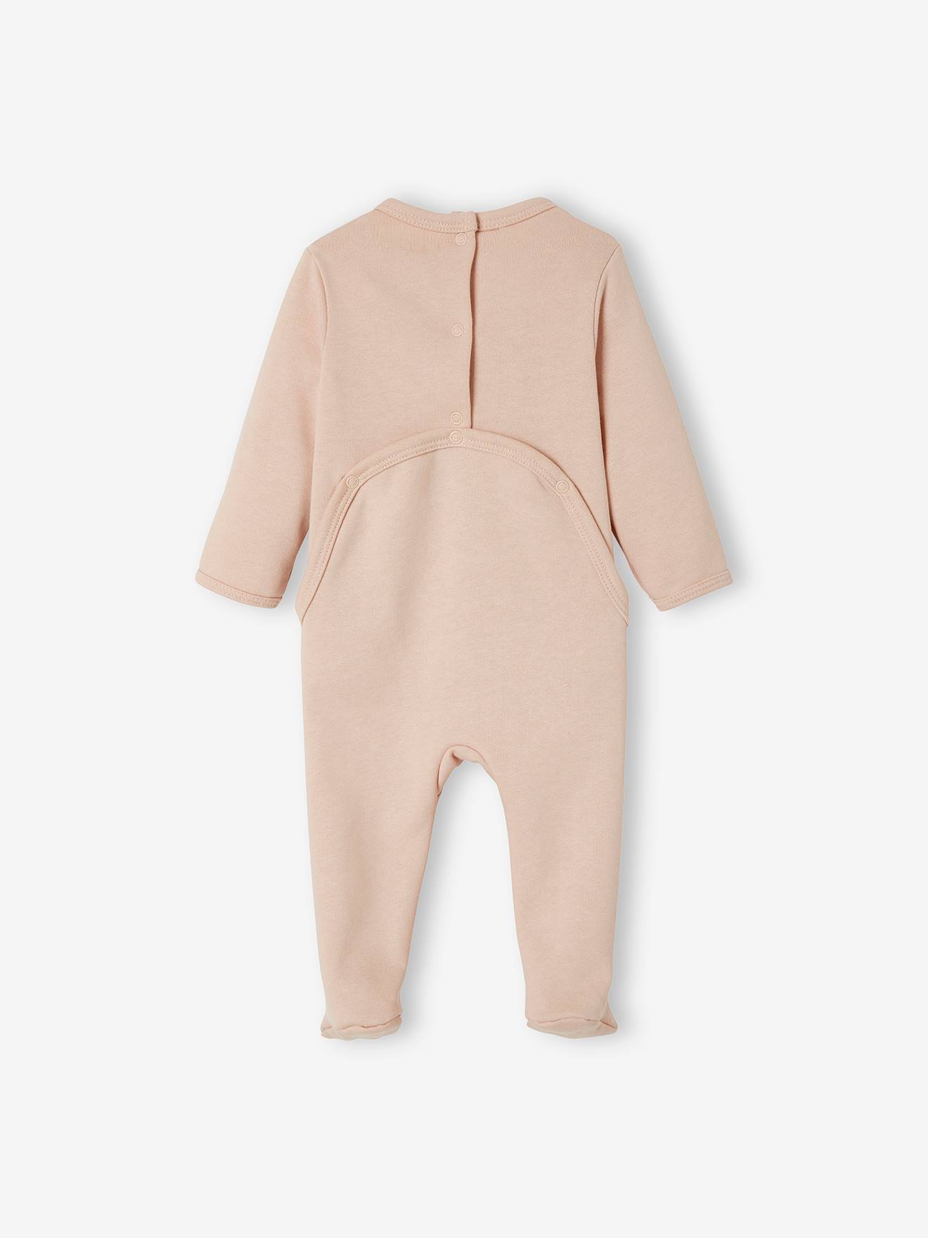 Lot de 2 pyjamas en molleton bébé ouverture naissance lot rose fumé