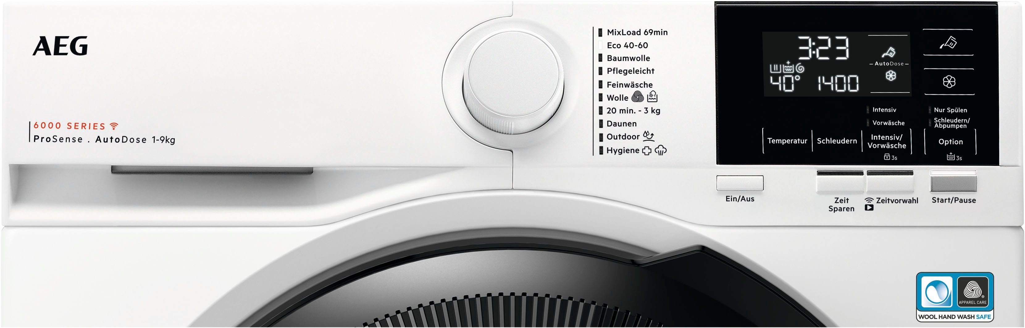 AEG Waschmaschine LR6D60490 914915144, 9 kg, 1400 U/min, ProSense® Mengenautomatik​ - spart bis 40% Zeit, Wasser und Energie