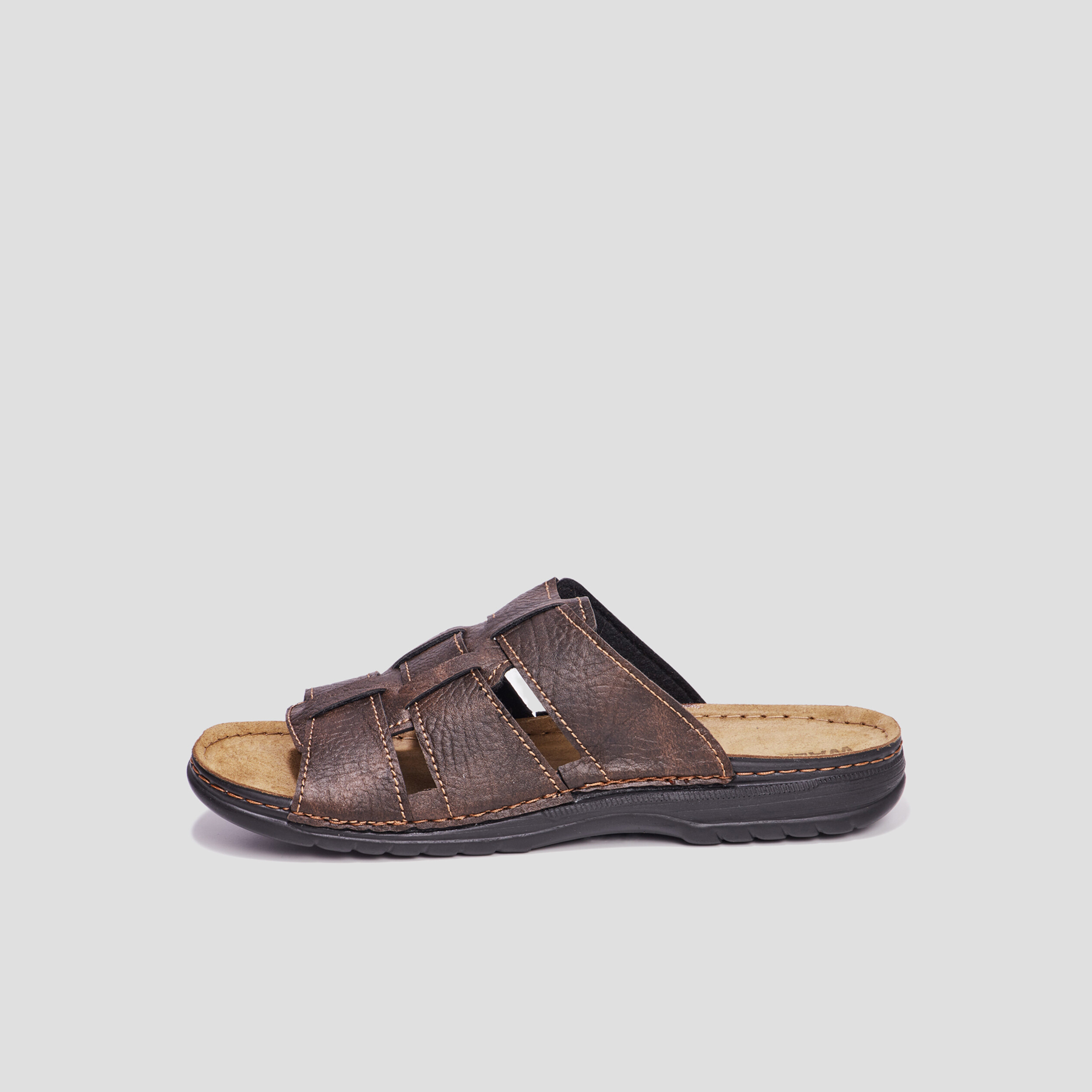 Mules en cuir Walking Gierom marron homme | La Halle
