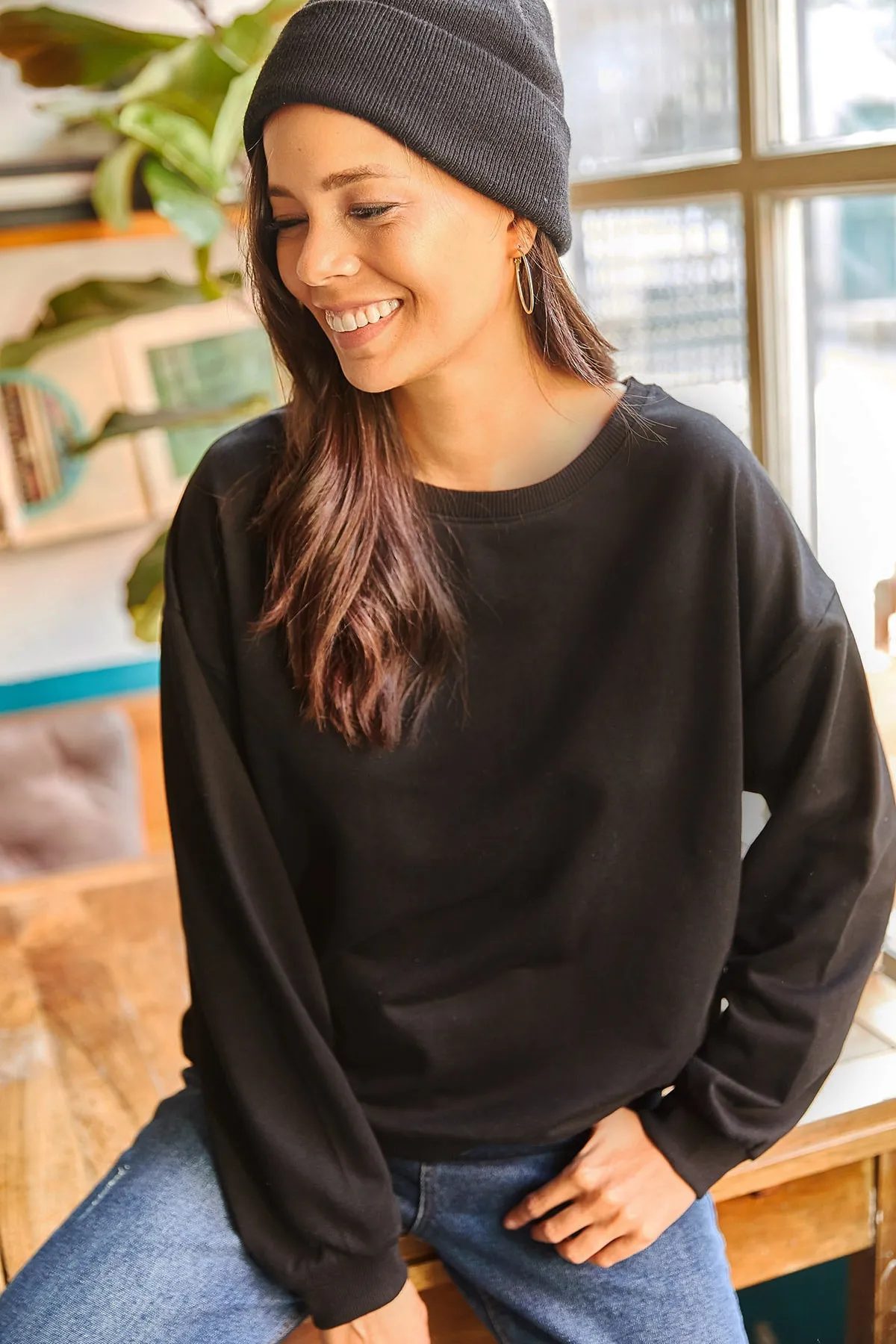 Olalook  Sweatshirt - Schwarz - Oversized