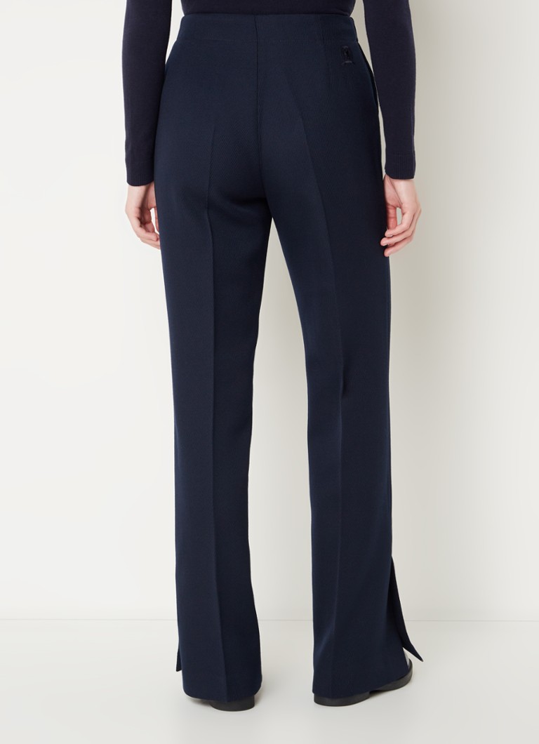 Pantaloni evazați din lână cu talie înaltă și crăpături Tommy Hilfiger