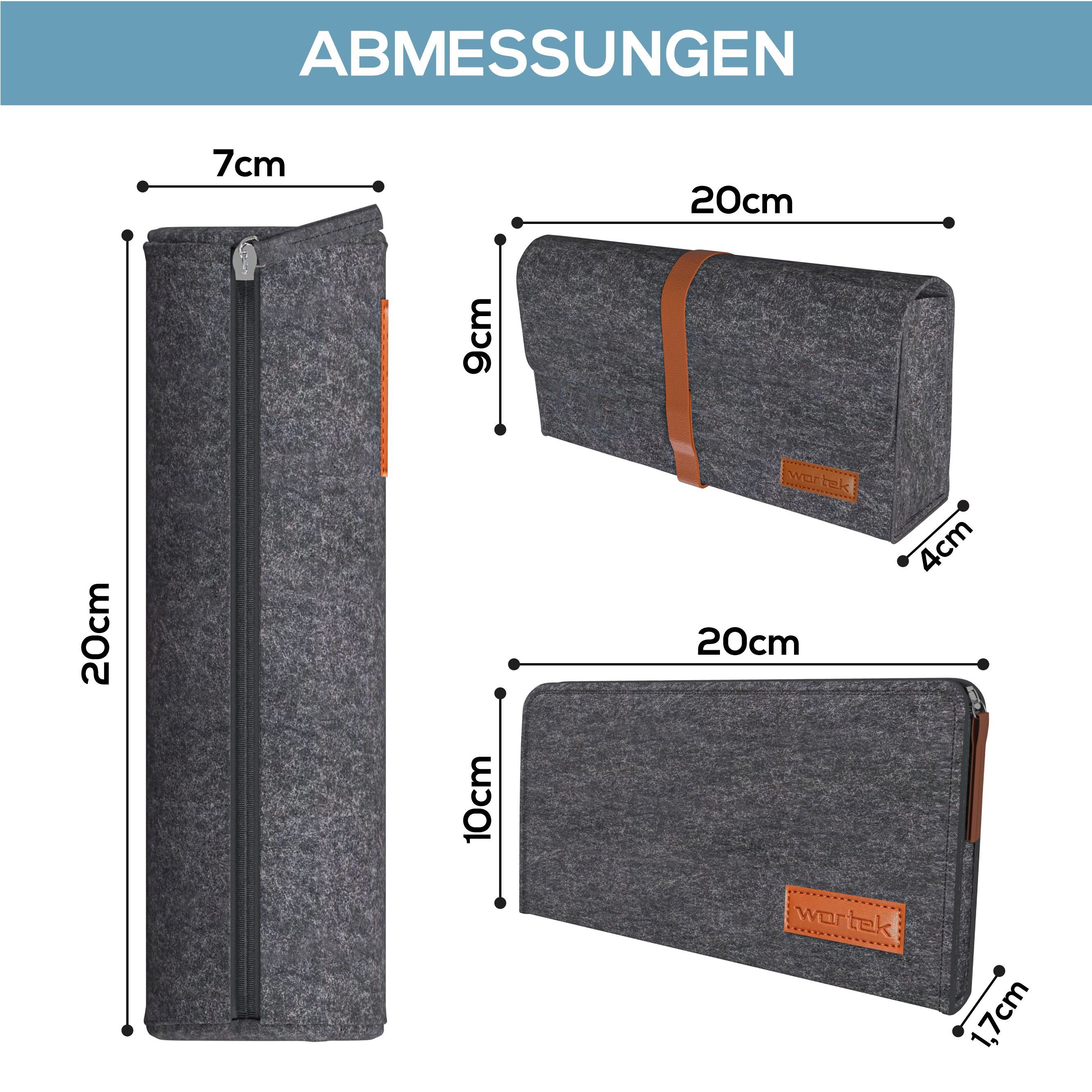 wortek Federmäppchen Filz Federmäppchen, 3fach, 1x Federmappe Mäppchen, 1x Schlampermäppche, (Set), Filztaschen Etui Mäppchen für Schule & Büro