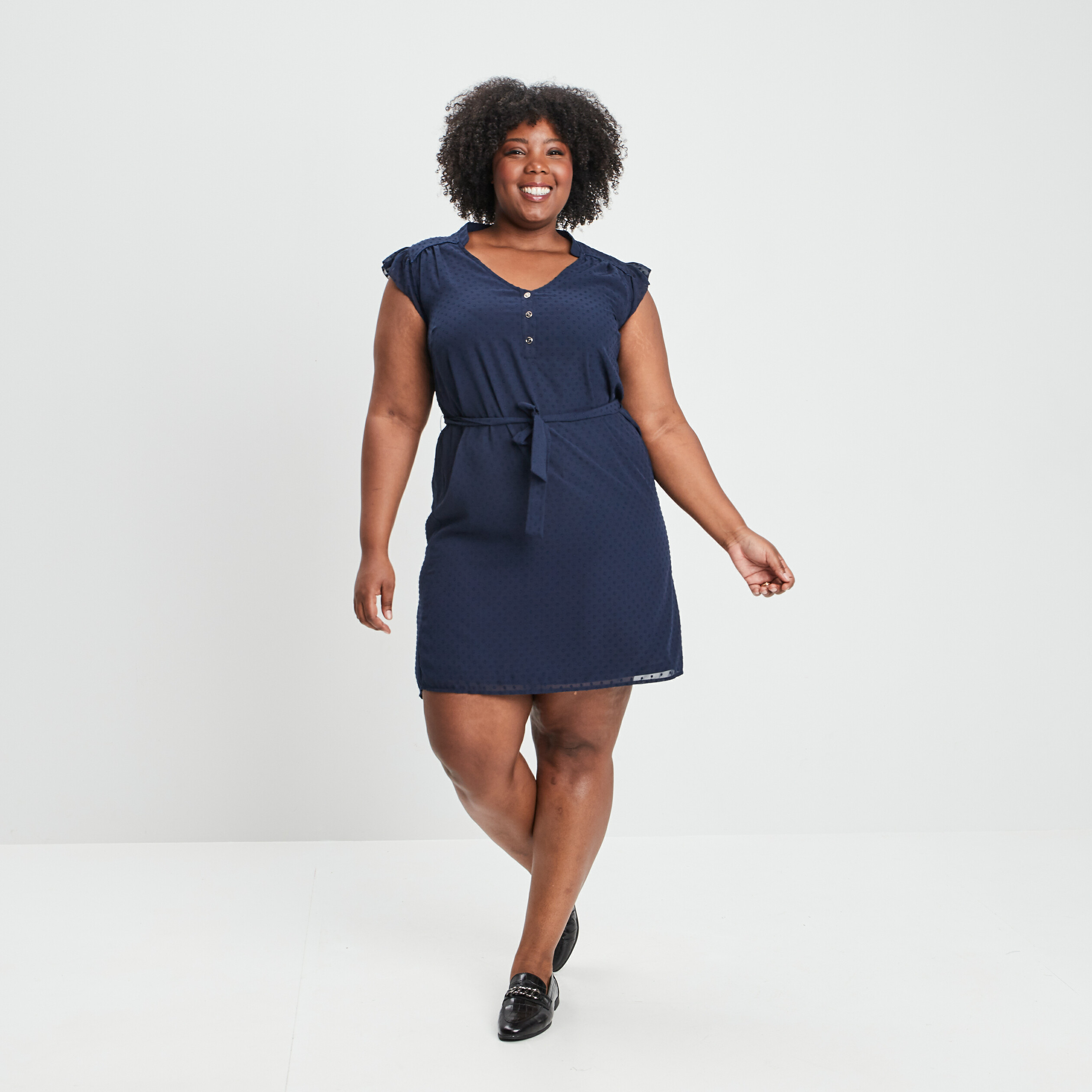 Robe droite sans manches bleu marine femme grande taille | La Halle