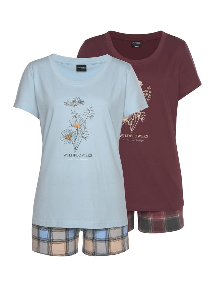 VIVANCE DREAMS Shorty in bordeaux-kariert, kariert-hellblau günstig kaufen