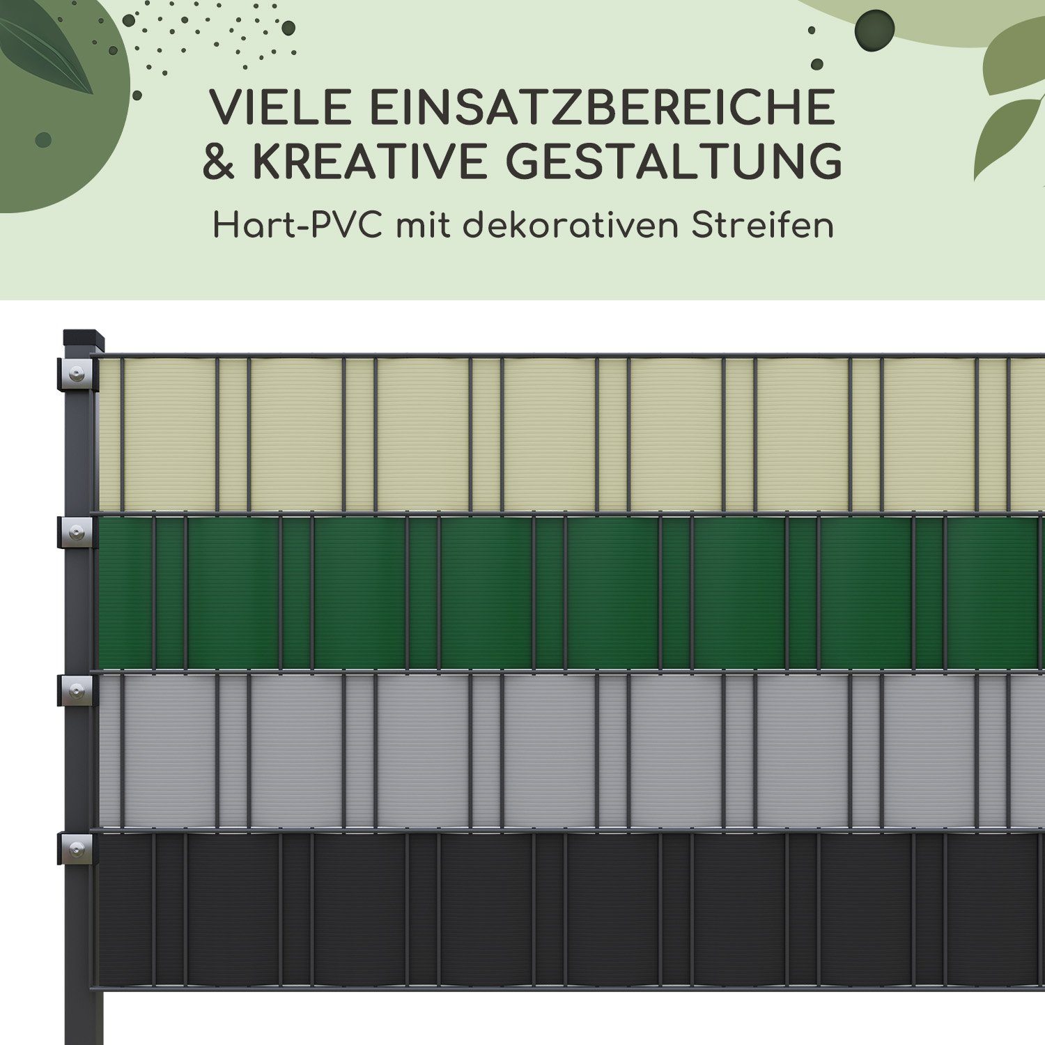 blumfeldt Balkonsichtschutz Sichtschutzstreifen Zaunblenden PVC-Hartplastik 2,53 x 0,19 m