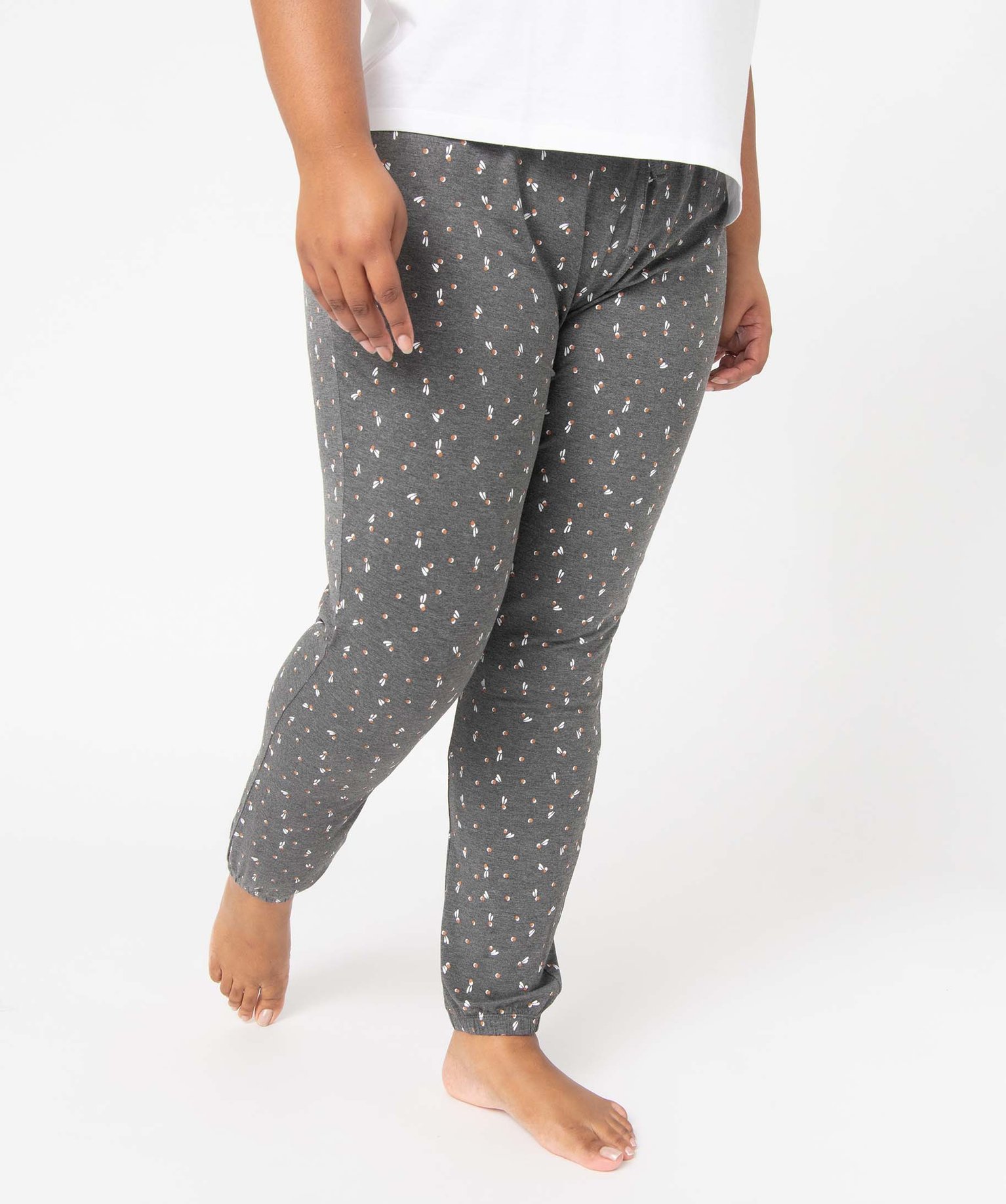 Pantalon de pyjama femme grande taille resserré dans le bas imprime | GEMO