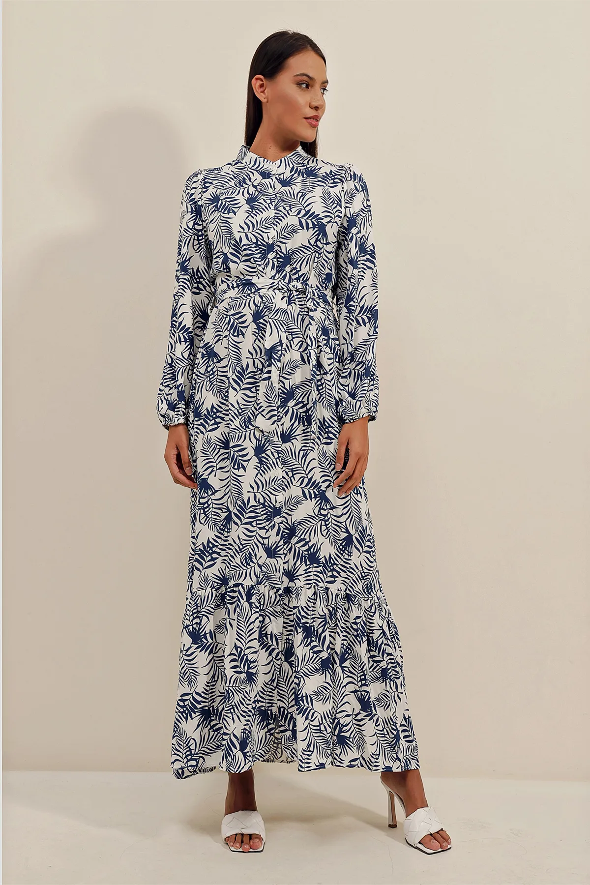 Bigdart  2158 Kleid mit exotischem Aufdruck – D. Marineblau