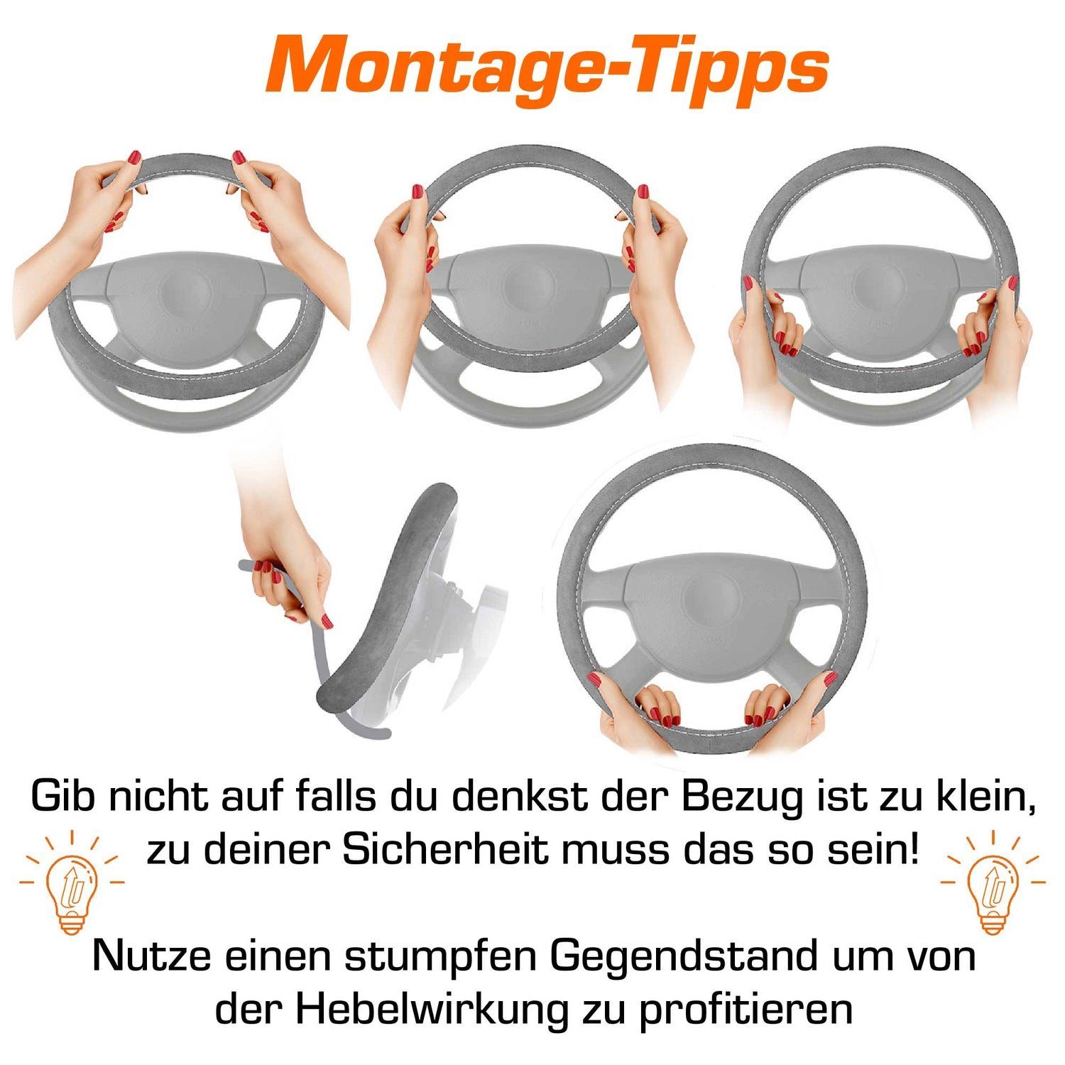 Upgrade4cars Lenkradbezug Alcantara Optik, Ø 37,00 - 39,00 cm, Sportlich-Elegante Wildlederähnliche Struktur