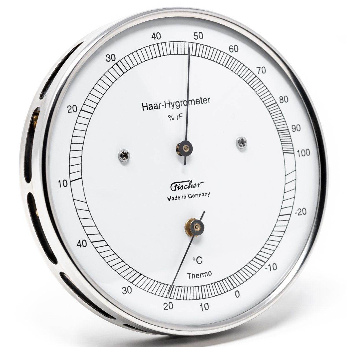 Fischer Barometer Echthaar Hygrometer mit Thermometer, Außen Innenwetterstation