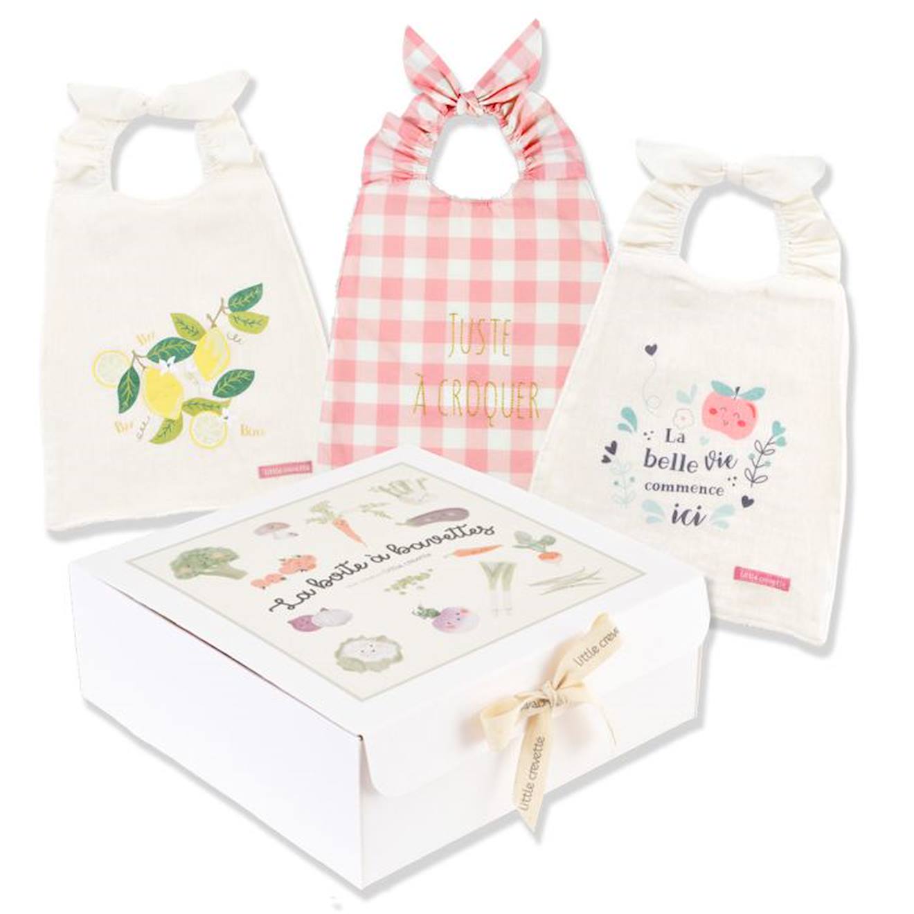 Coffret cadeau bavoir élastiqué Dînette beige