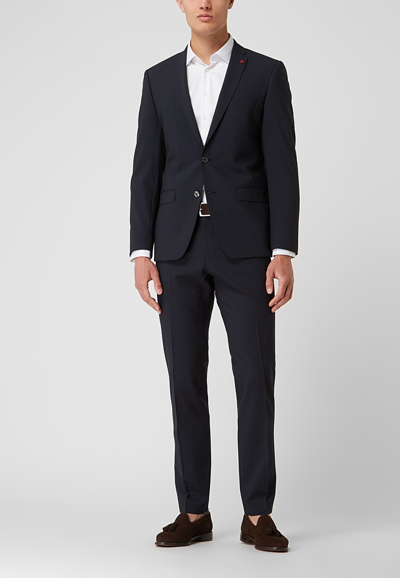 Slim Fit Anzug mit 2-Knopf-Sakko in dunkelblau
