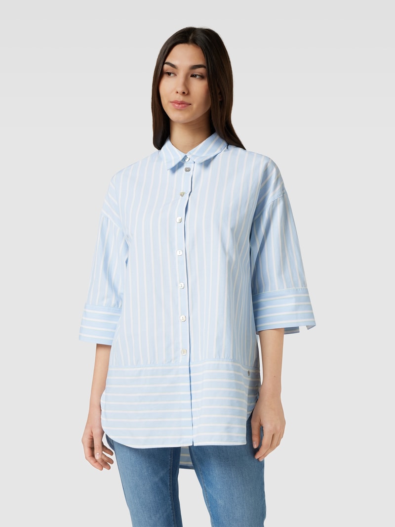 Longbluse mit Allover-Streifenmuster Modell 'KRISTY TAVOLA' in hellblau