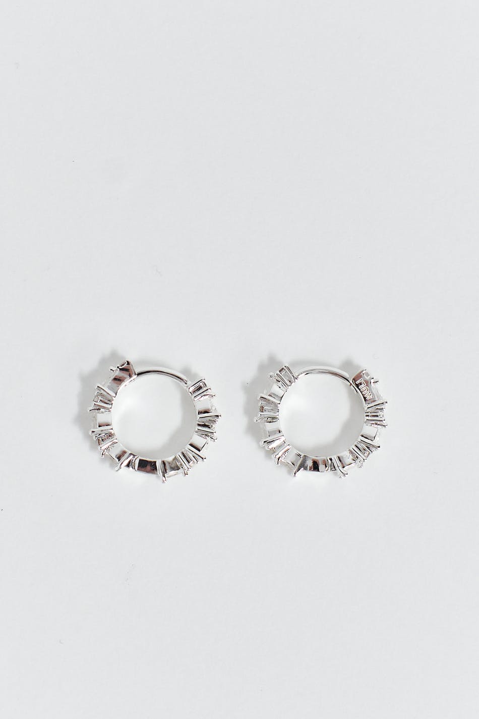 Crystal silver hoops earrings