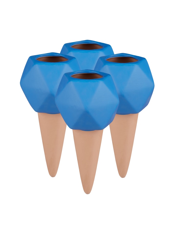 relaxdays 4 x Tonspitzen Bewässerung in Terrakotta/ Blau günstig kaufen onesize
