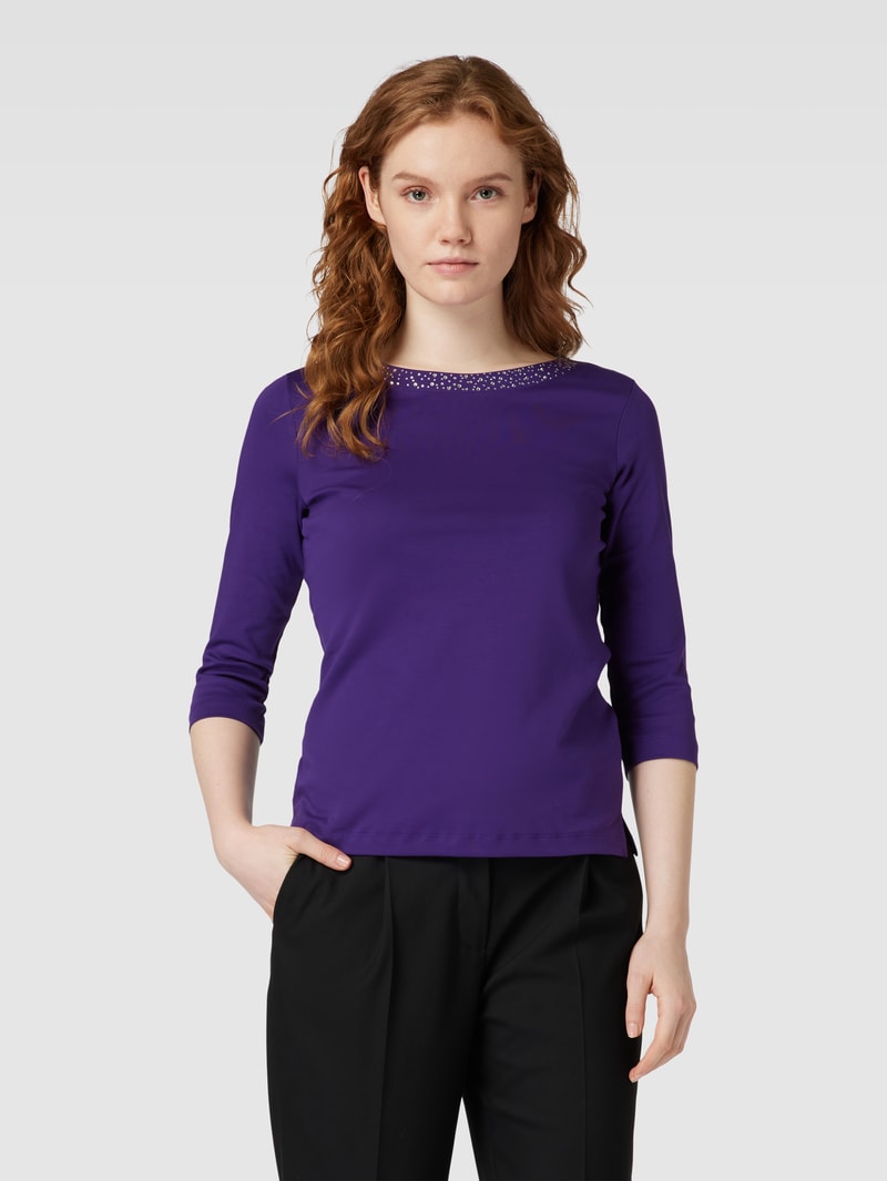 T-Shirt mit Ziersteinbesatz in purple