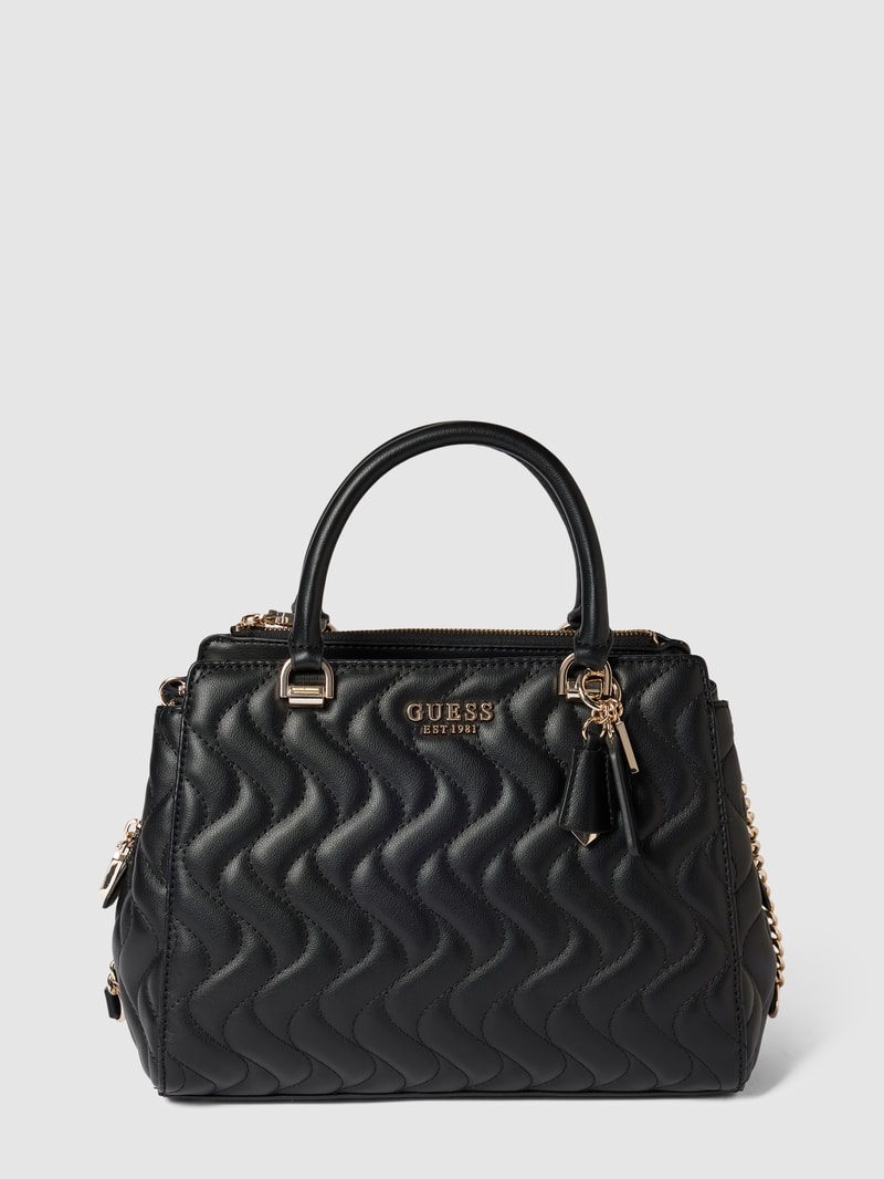 Handtasche mit Strukturmuster und Steppnähten Modell 'SOCIETY' in schwarz