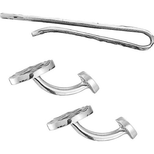 KUZZOI Schmuckset Manschettenknöpfe Krawattennadel Set 925 Silber