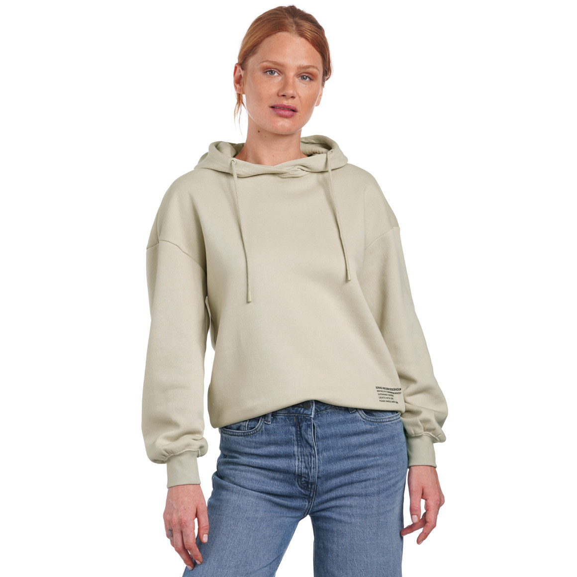 Damen Hoodie mit gummierten Schriftzug