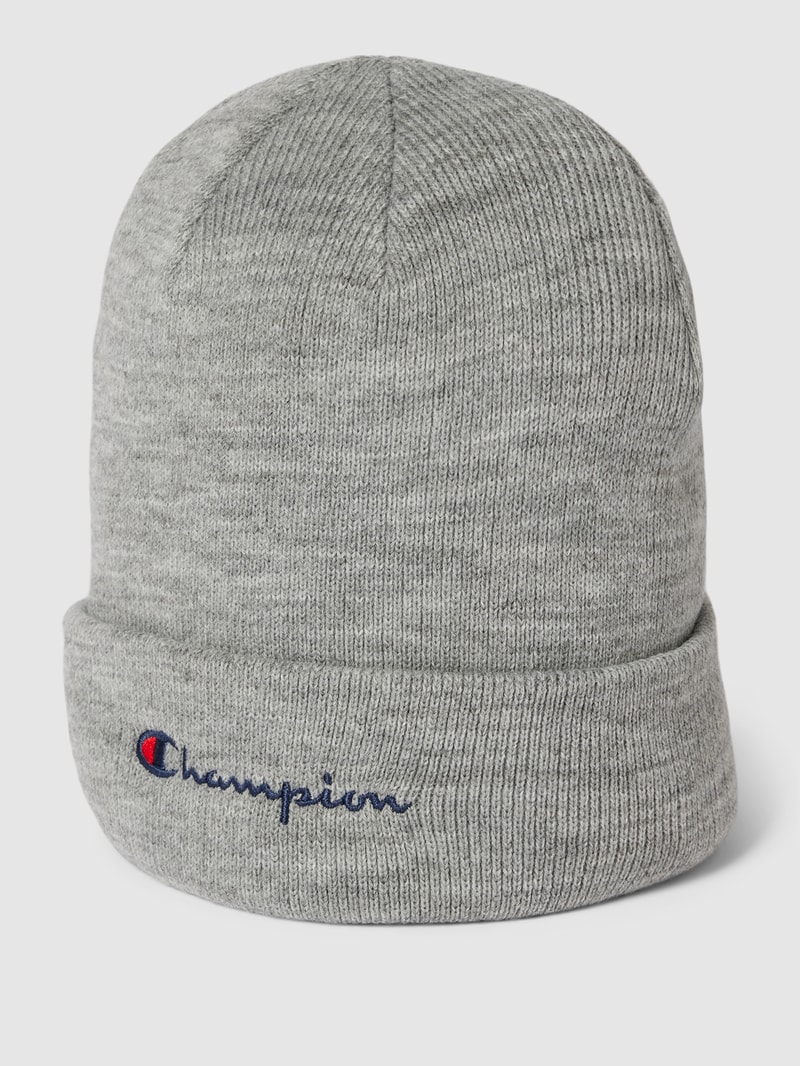 Beanie mit Label-Stitching in hellgrau meliert