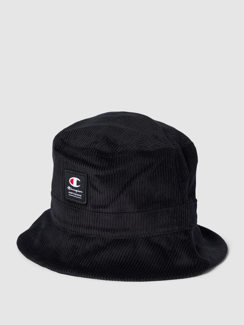Bucket Hat mit Label-Details in schwarz