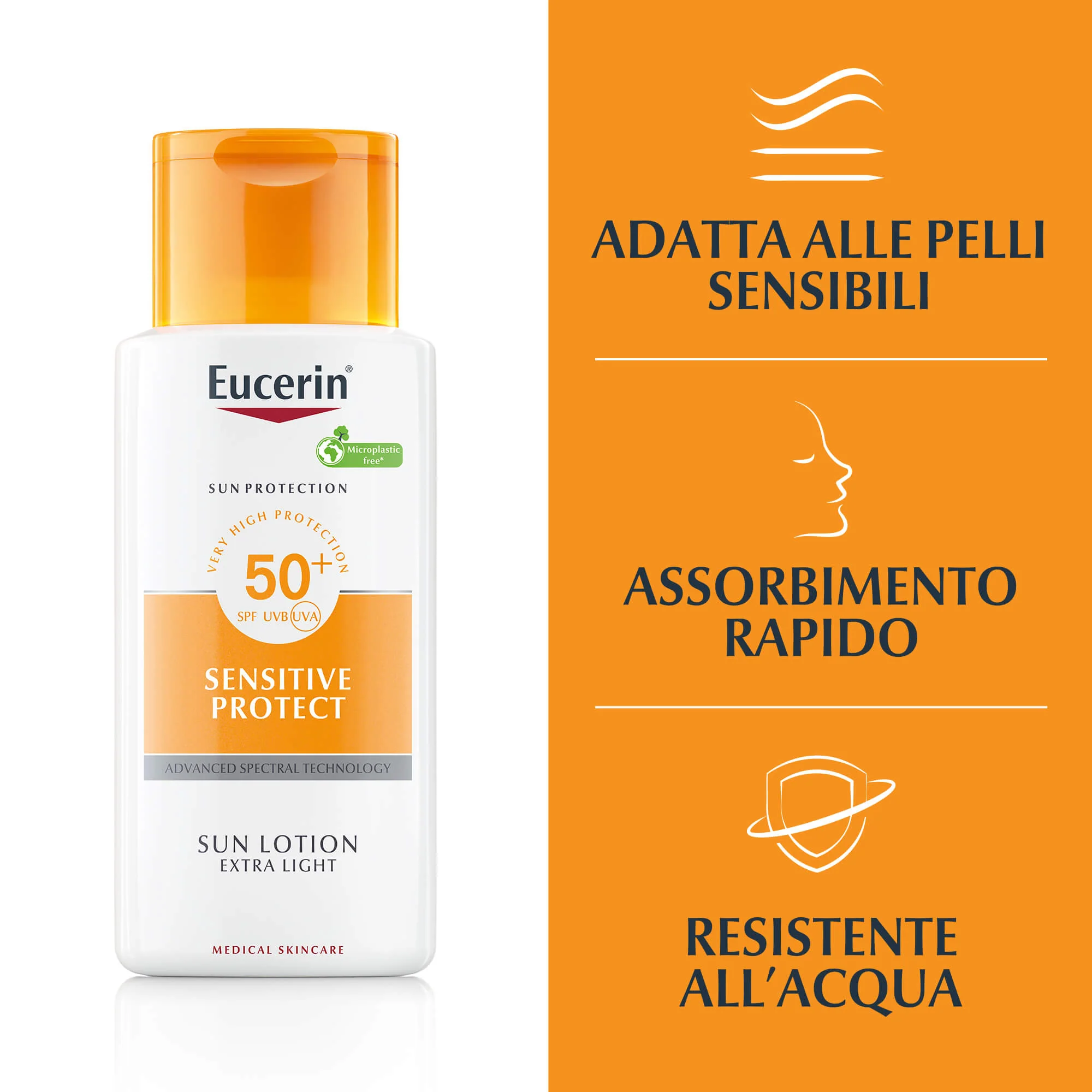 Sun Protection Sensitive Protect naptej extra könnyű SPF50+ - Magas védelemmel ellátott testápoló naptej, Magas védelemmel ellátott testápoló naptej.
