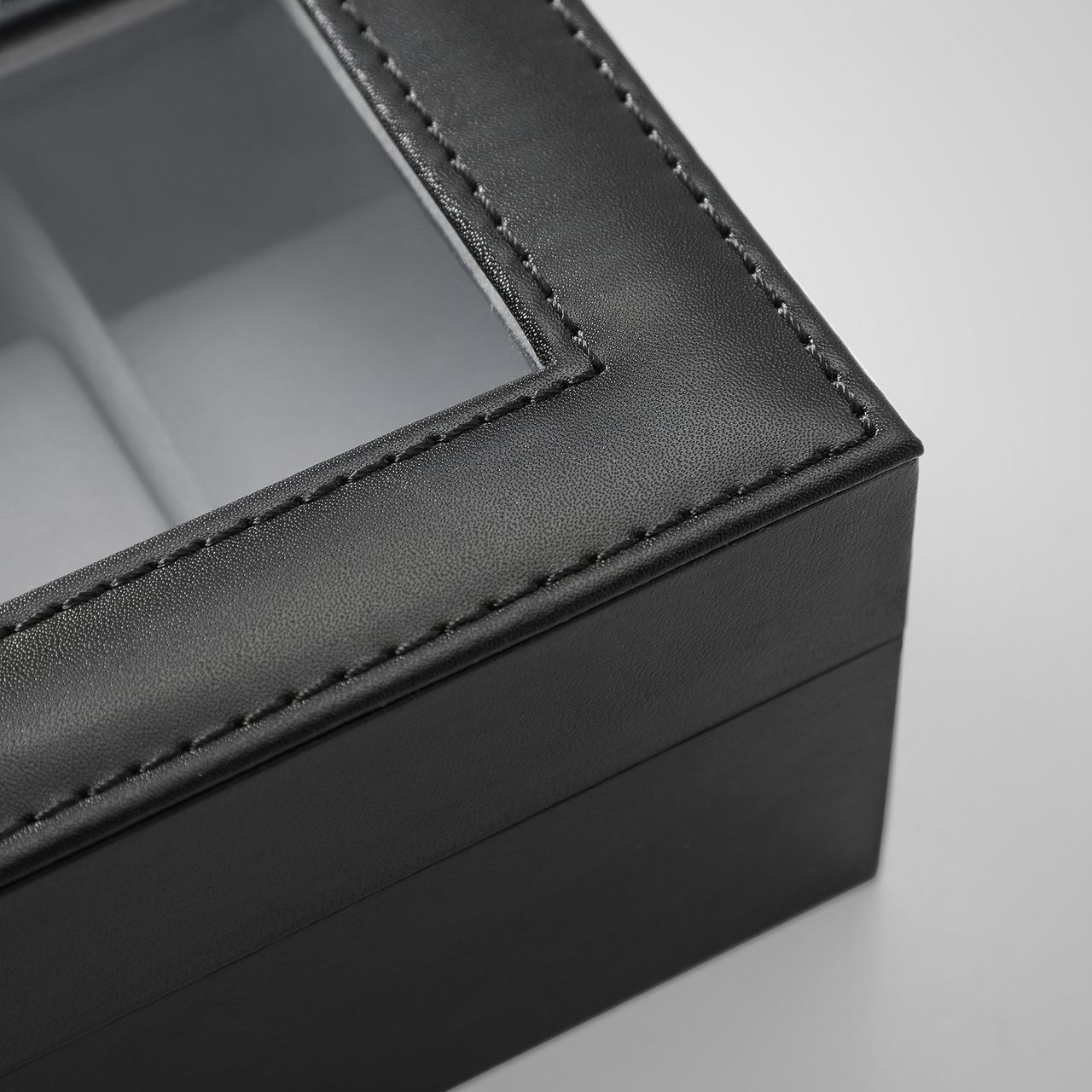 Songmics Uhrenbox, Schwarz, 30,2 x 20,2 x 8 cm