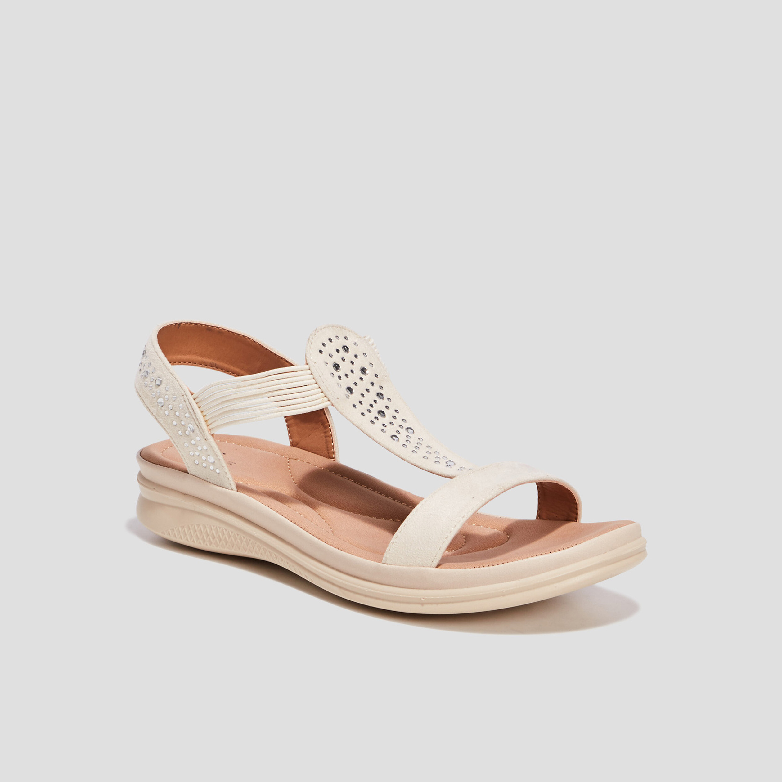 Sandales avec strass sable femme | La Halle