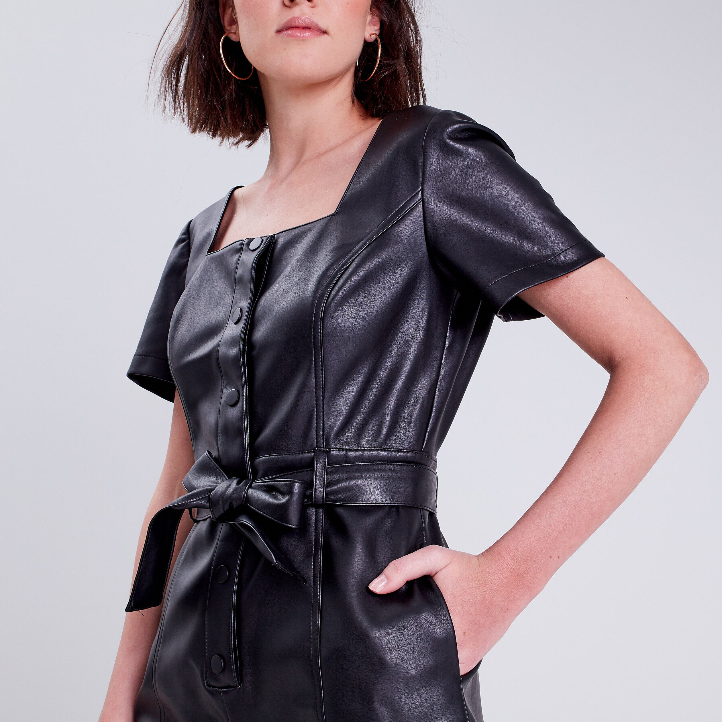 Combishort ceinturé noir femme | Cache Cache