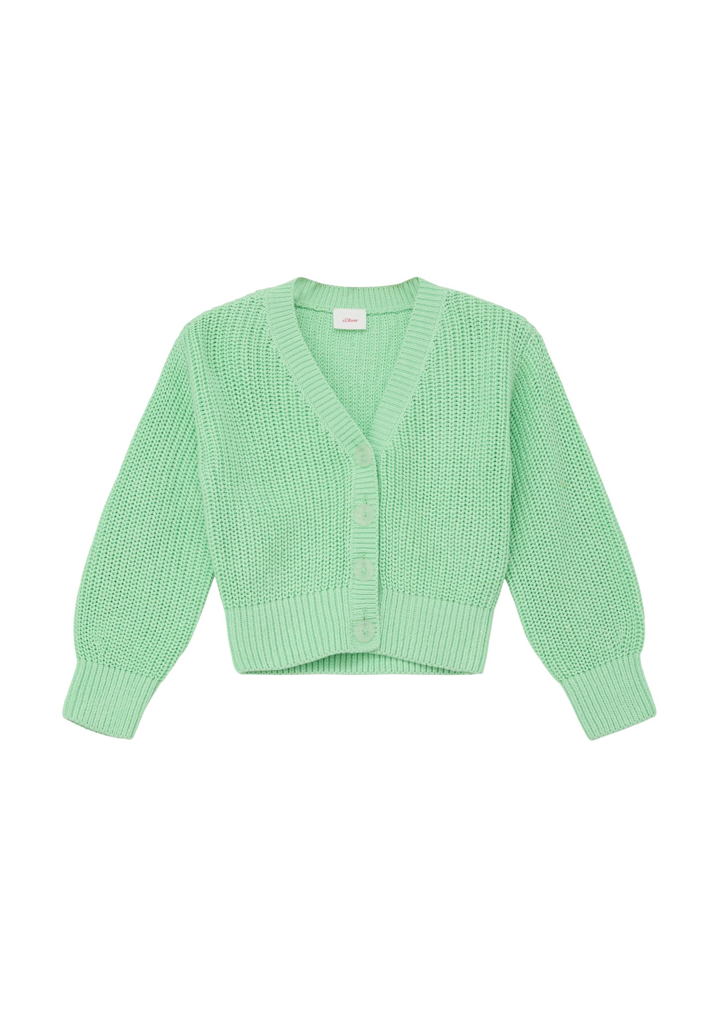 s.Oliver Strickjacke Cardigan mit V-Ausschnitt Rippblende