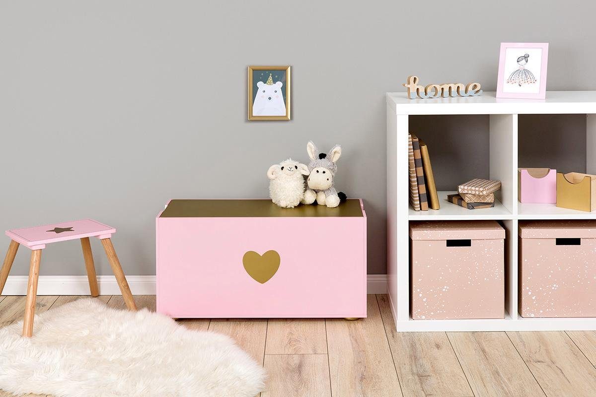 MUSTERKIND® Truhe Tilia, rosé/gold, mit Kreidetafel
