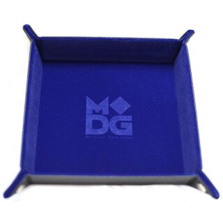 Velvet Folding Dice Tray 10x10 Blue with Leather Backing