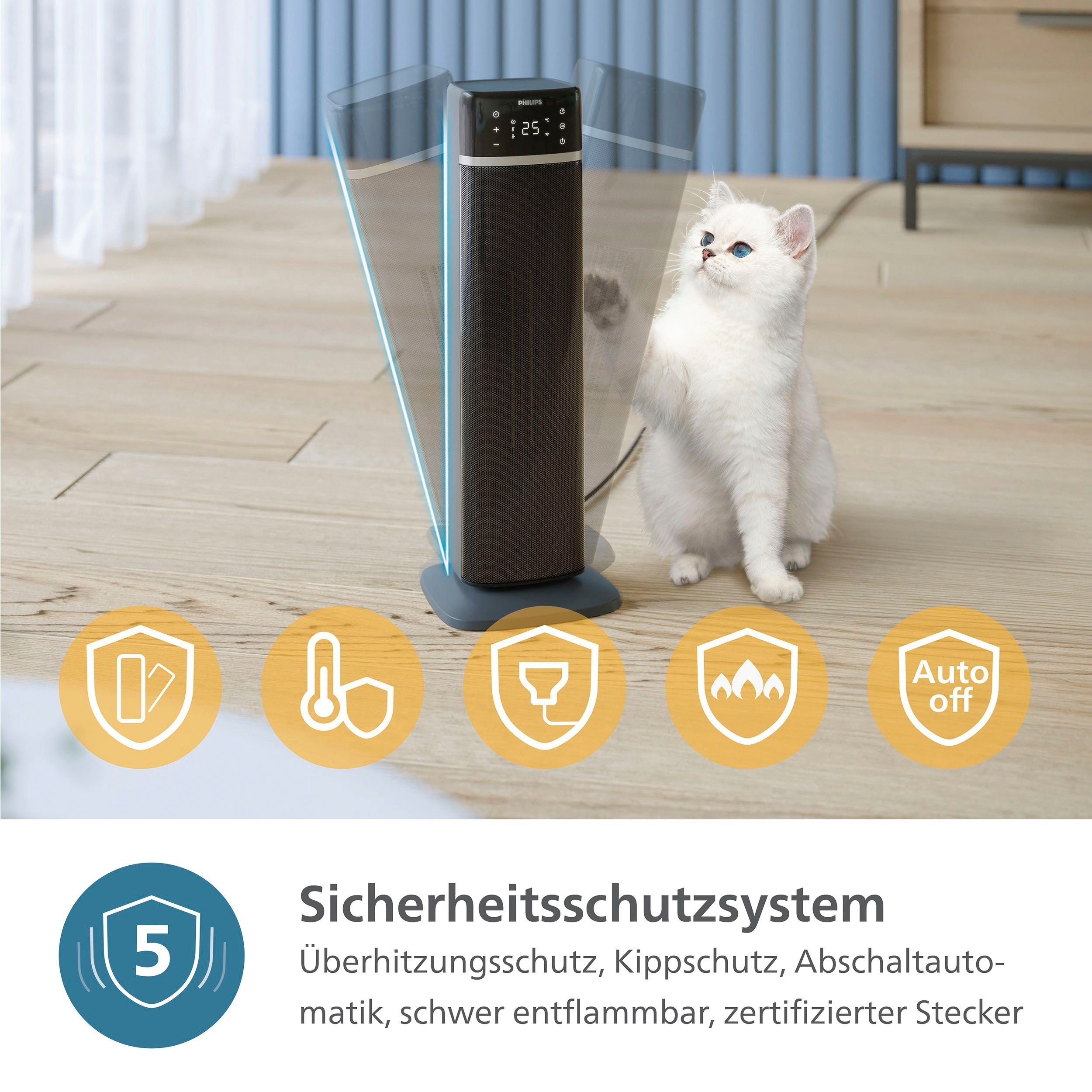 Philips Heizlüfter CX5120/11, 2000 W, Energiesparheizer 5000 Series, 5 integrierte Sicherheitsfunktionen
