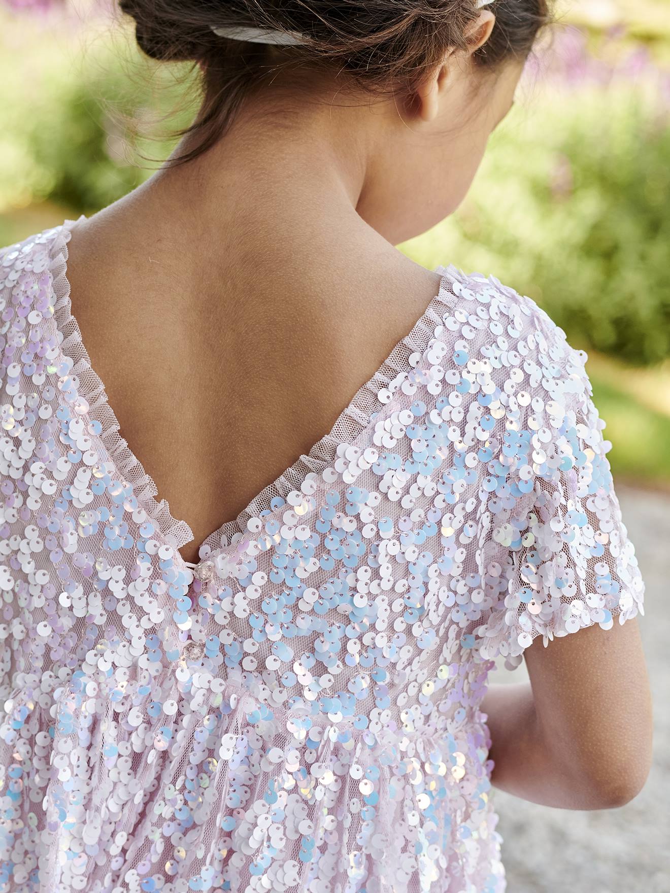 Vertbaudet Festliches Mädchen Kleid mit Pailletten - rosa schimmernd