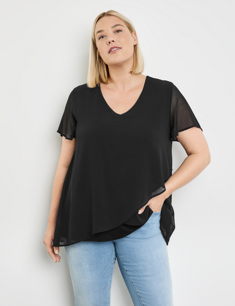 Blusenshirt mit Chiffon-Layer